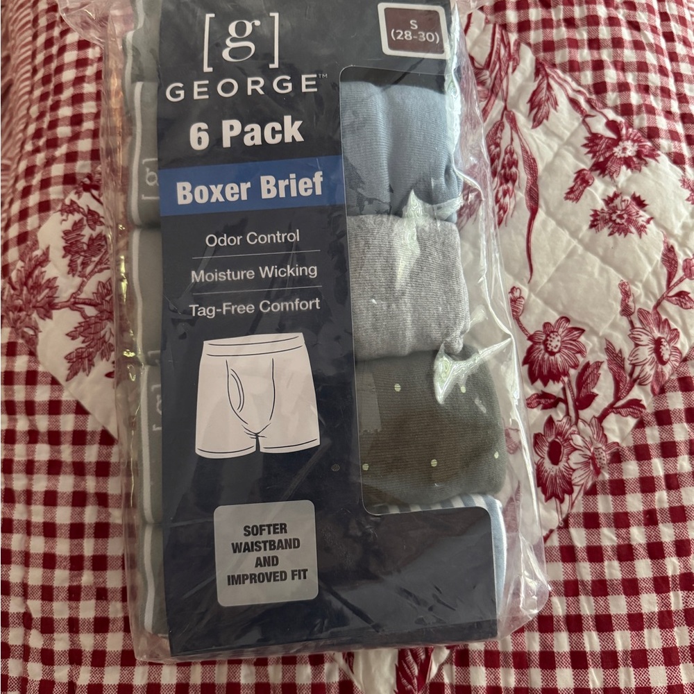 New George Men's Boxer Briefs 6-Pack - Blue, Gray